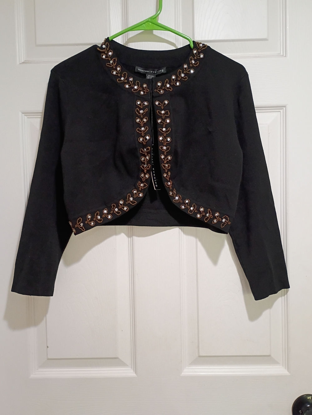Spenser Evening Silk Blend Black Cropped Embellished Bolero Jacket Size Large
